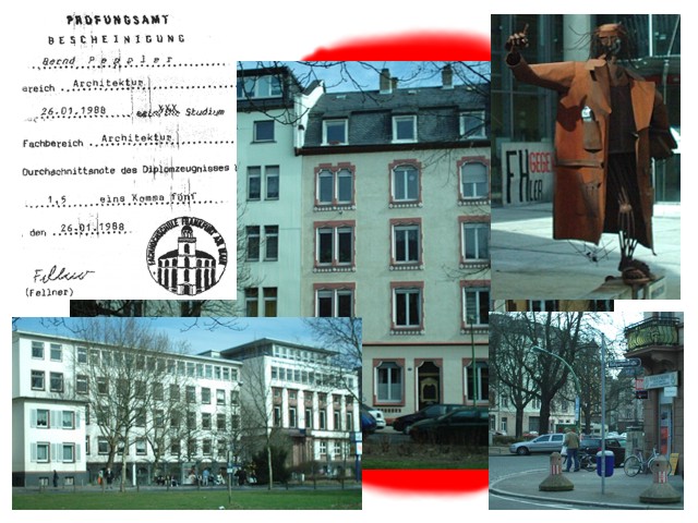 Bild 1: Die FH Frankfurt mit dem Fb Architektur und die Studenten-WG in der Martin-Luther-Strasse: